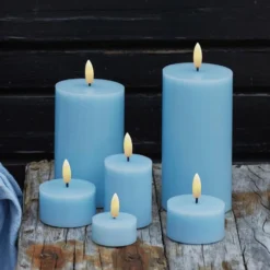 LED-Kerze Sille, blau, Höhe 13 cm, Wachs, Batteriebetrieb