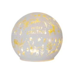 LED-Kugellampe Merry X-Mas Ø 12 cm weiß Glas Batteriebetrieb