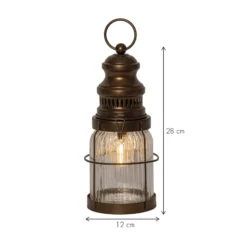 LED-Laterne Aina, bronze, Höhe 28 cm, Metall/Glas
