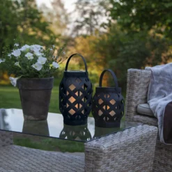 LED-Laterne Flame Lantern, schwarz, Höhe 23 cm
