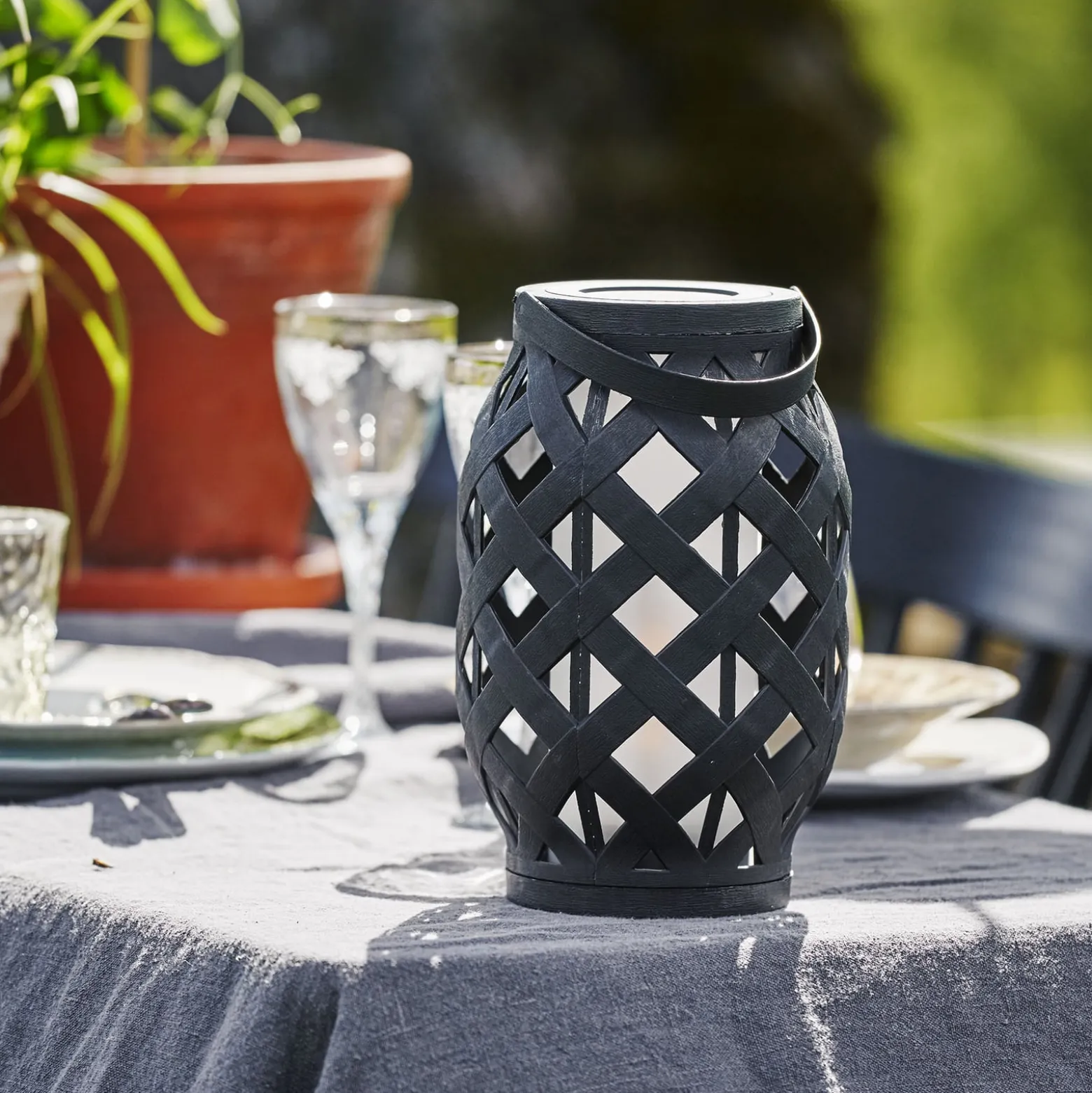 LED-Laterne Flame Lantern, schwarz, Höhe 23 cm