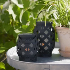 LED-Laterne Flame Lantern, schwarz, Höhe 23 cm