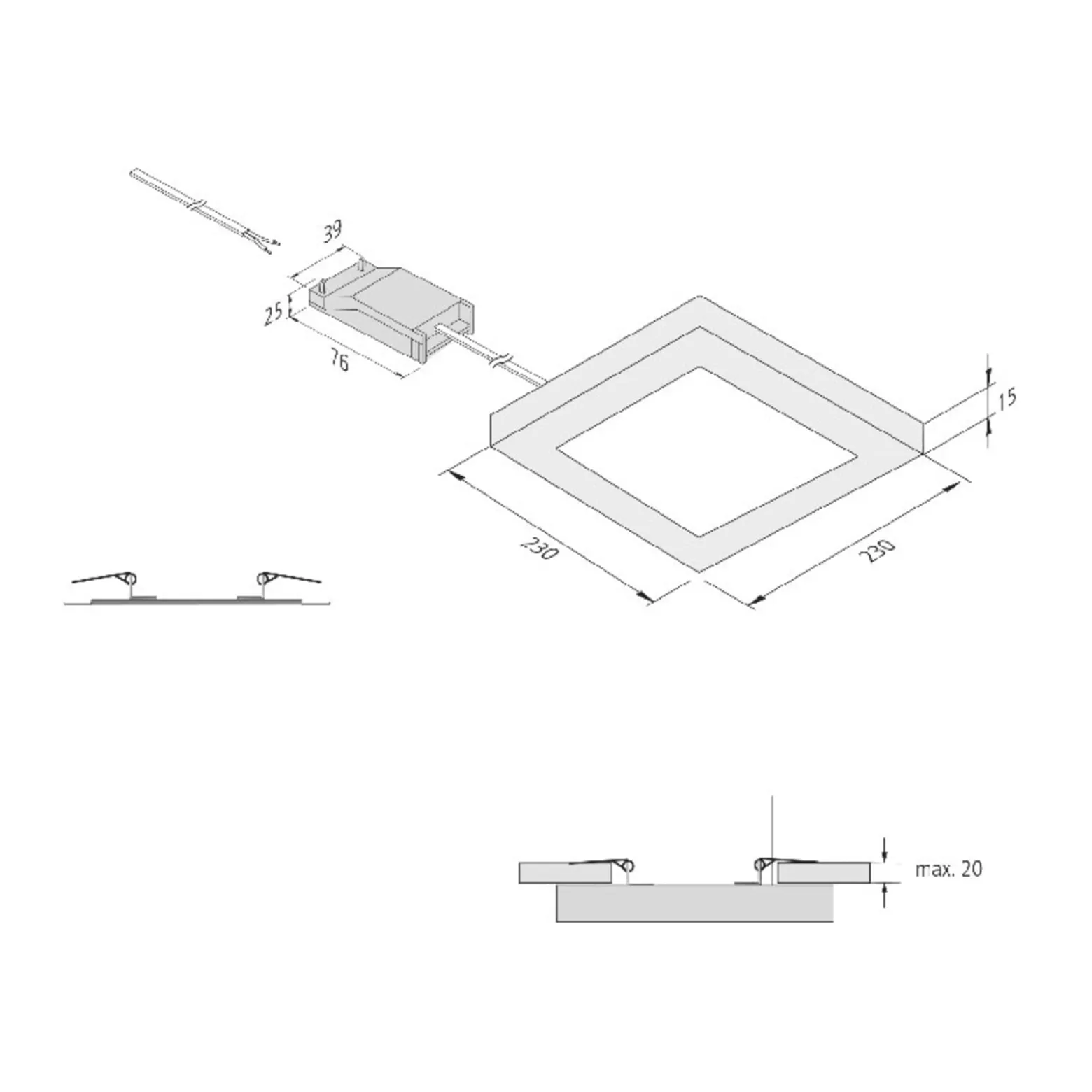 LED-Leuchte FQ 65/205 zum An- oder Einbau, 4.000K