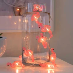 LED-Lichterkette Flamingos, batteriebetrieben