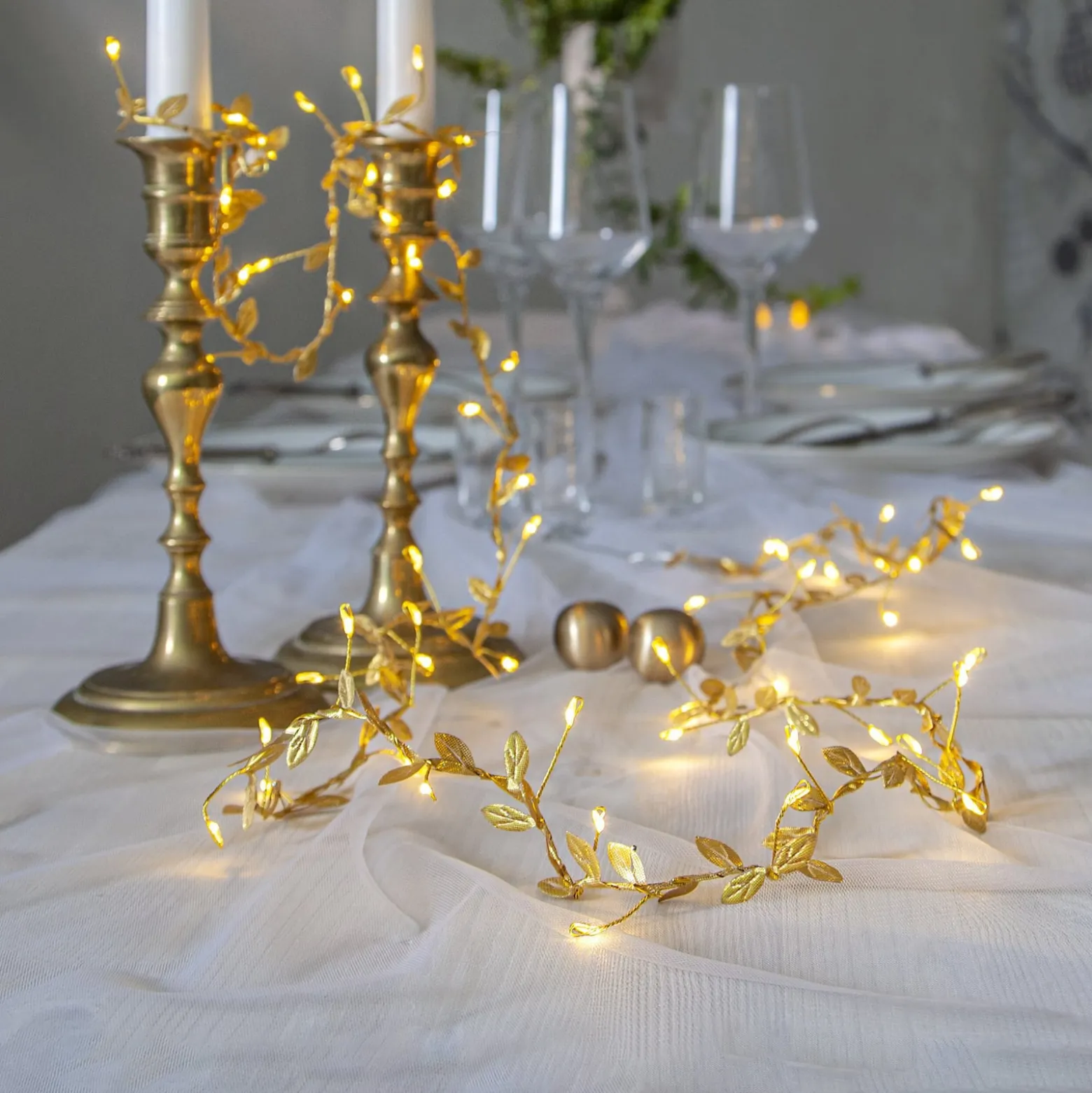 LED-Lichterkette Winny, gold, Kunststoff, 200 cm, Batterie