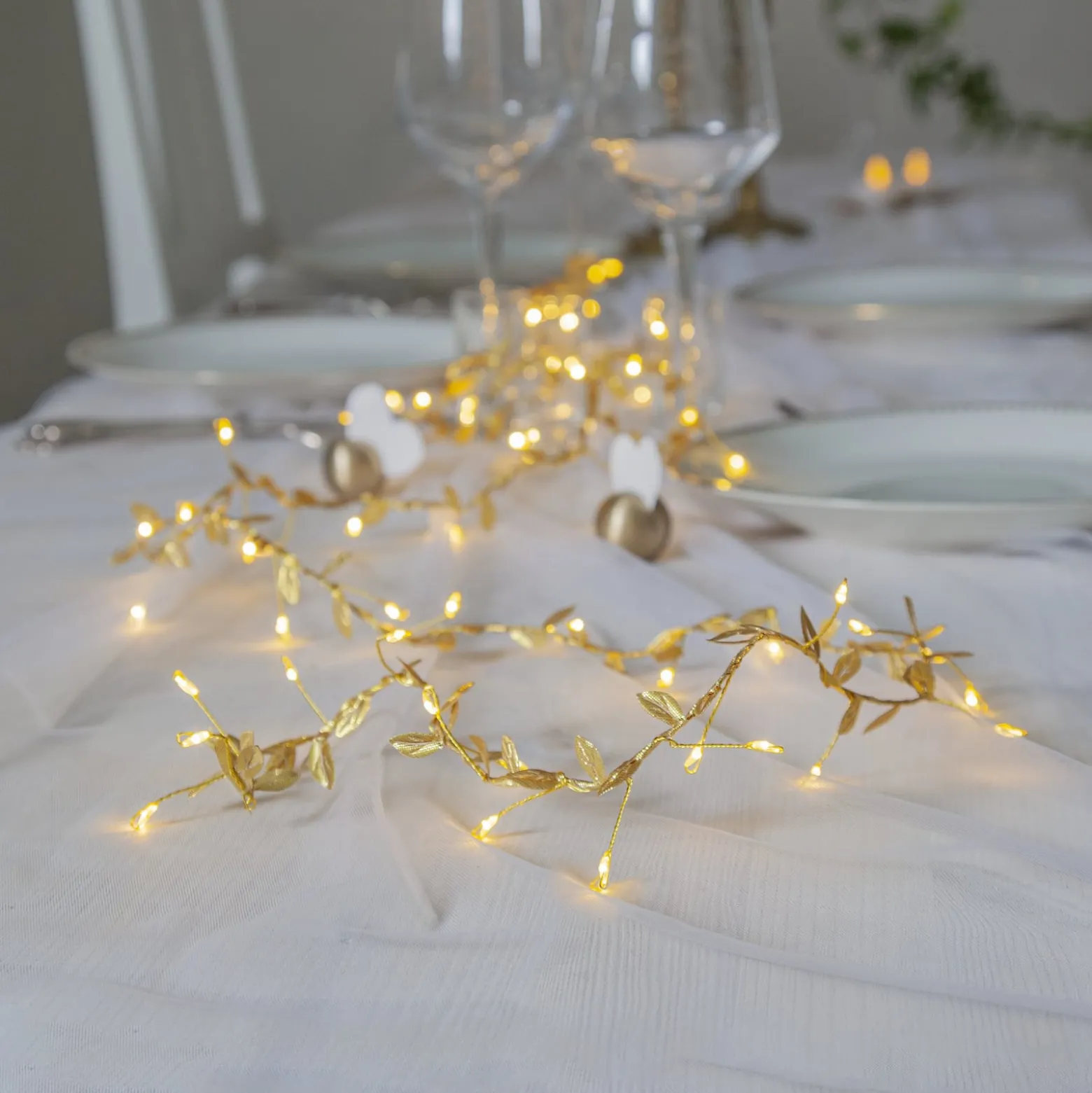 LED-Lichterkette Winny, gold, Kunststoff, 200 cm, Batterie