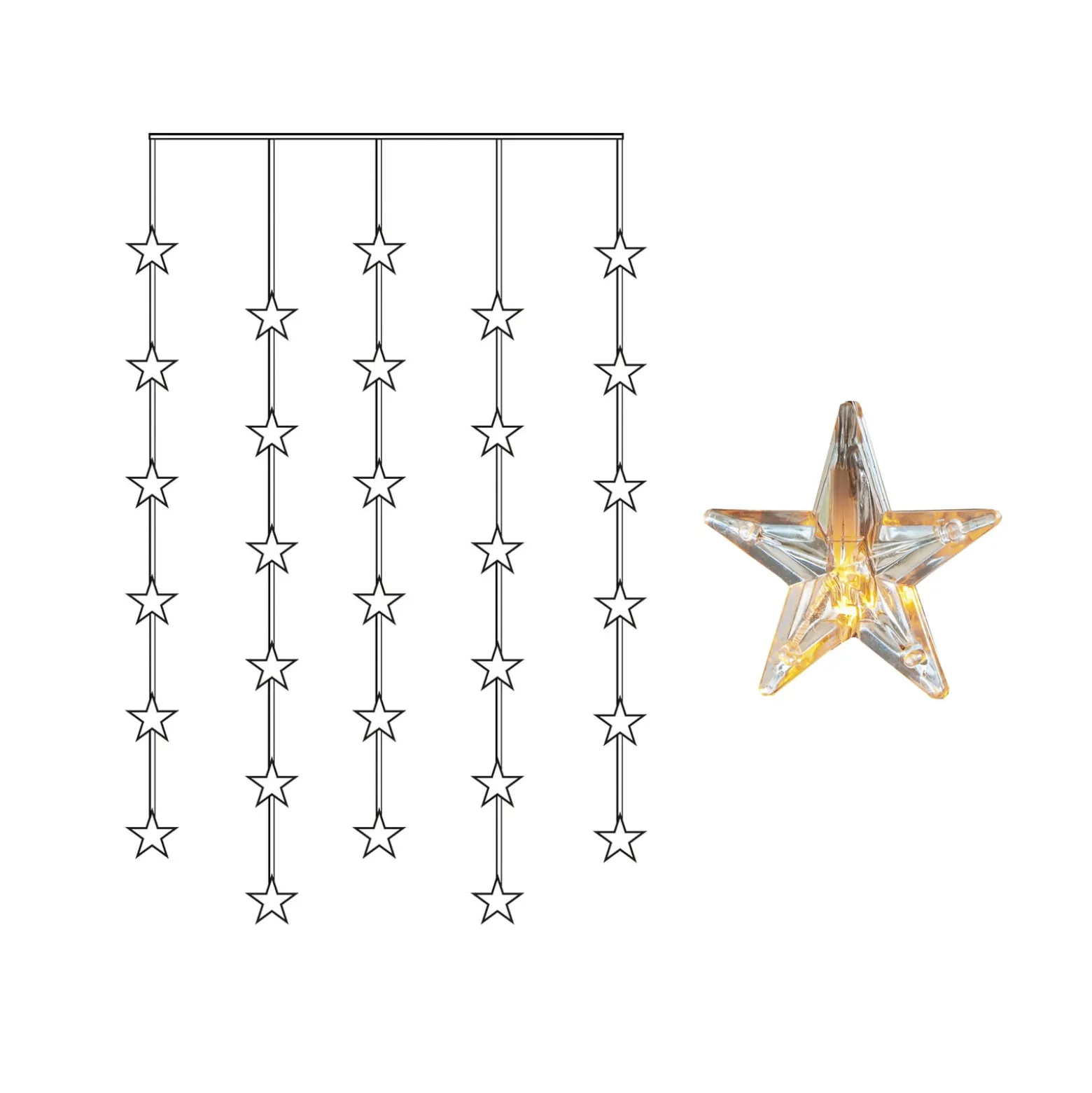 LED-Lichtervorhang Star Curtain, 30-flammig
