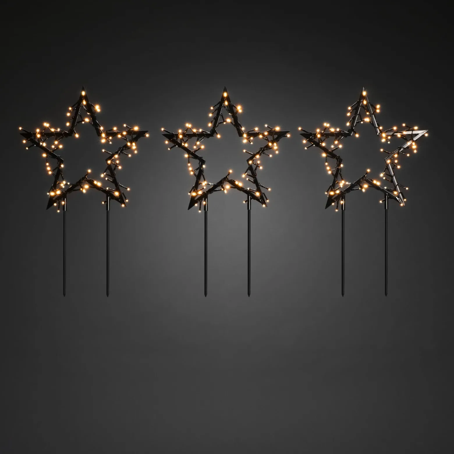 LED-Metallstern mit Erdspießen 3er-Set, IP44