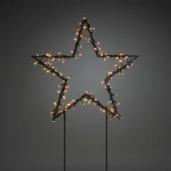 LED-Metallstern, schwarz mit Erdspießen