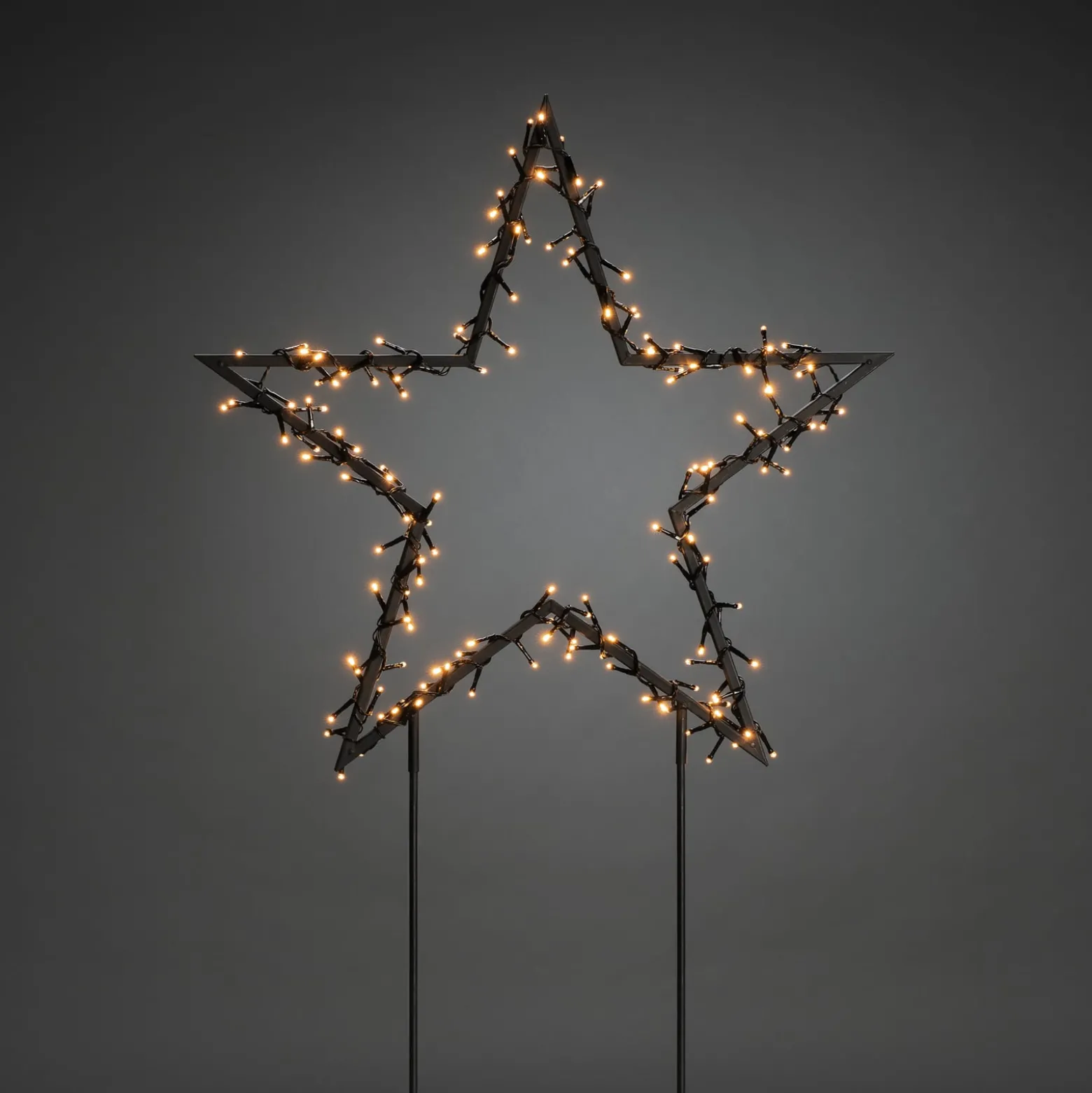 LED-Metallstern, schwarz mit Erdspießen