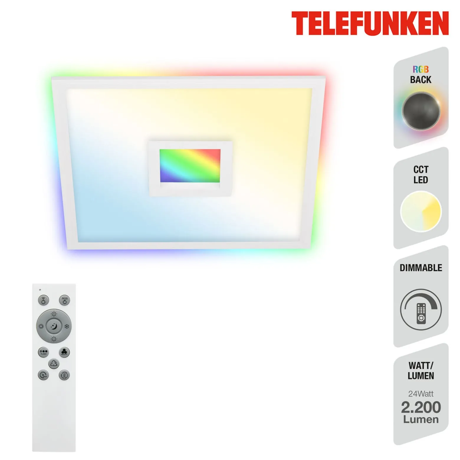 LED-Panel Centerback CCT RGB 45x45cm weiß