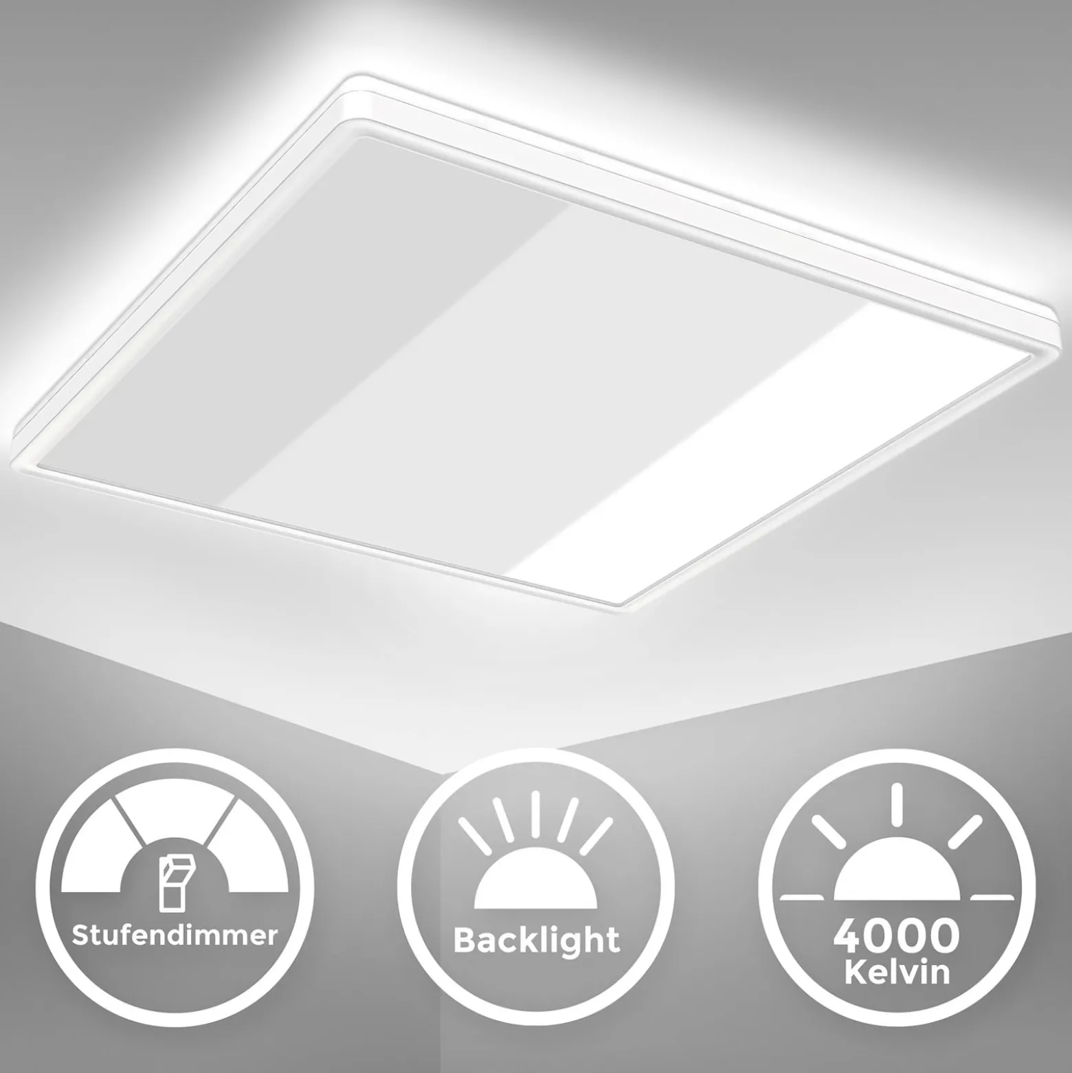 LED-Panel Eki, 42 x 42 cm, weiß, Step-dim, Backlight, 4.000K
