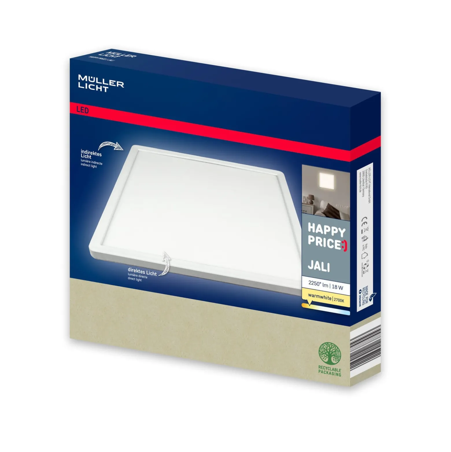 LED-Panel Jali Square, weiß, 29,2 cm, Kunststoff, 2.700 K