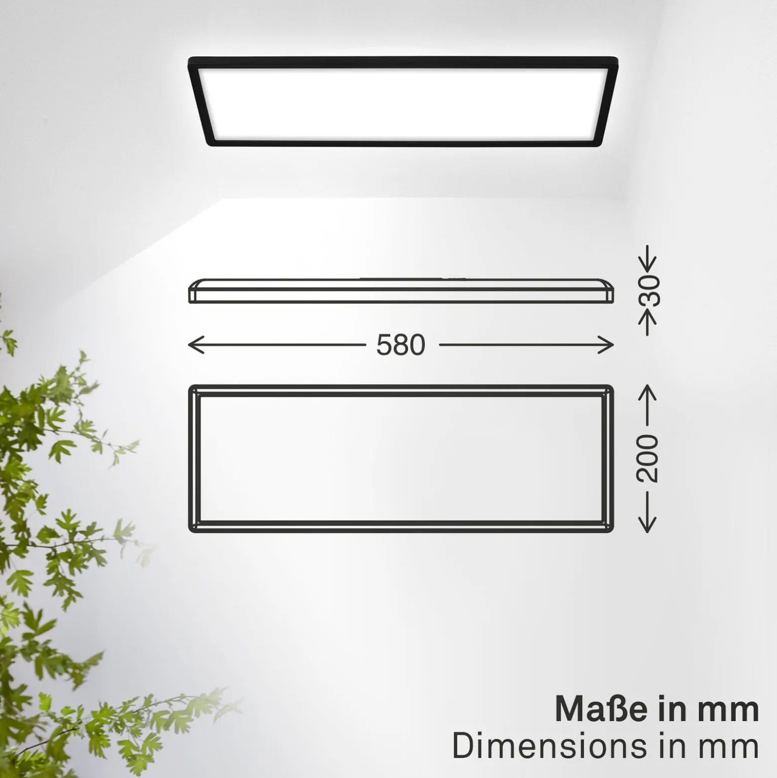 LED-Panel Shallow on/off, 58 x 20 cm, schwarz, 840 Backlight