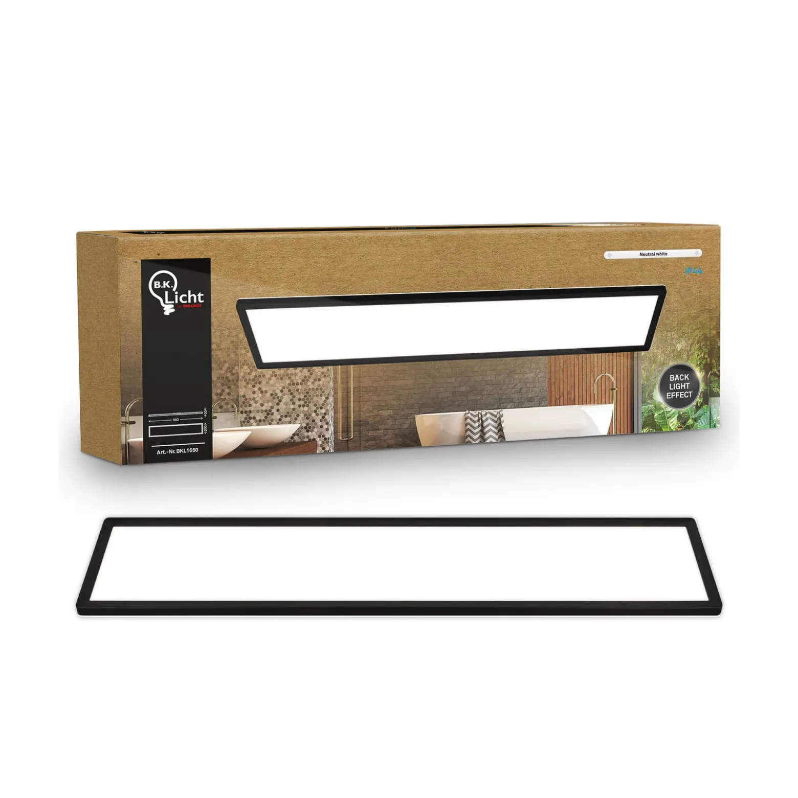 LED-Panel Shallow on/off, 98 x 20 cm, schwarz, 840 Backlight