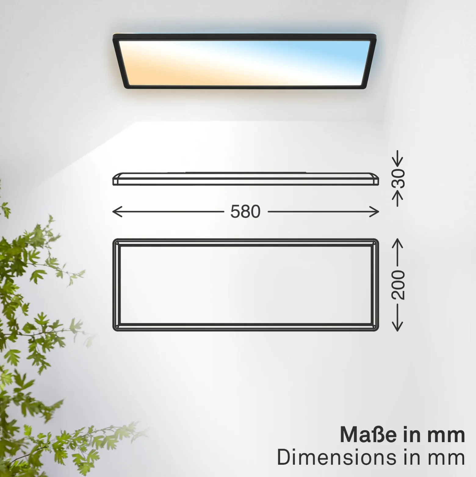LED-Panel Shallow Remote CCT, 58 x 20 cm, schwarz, Backlight