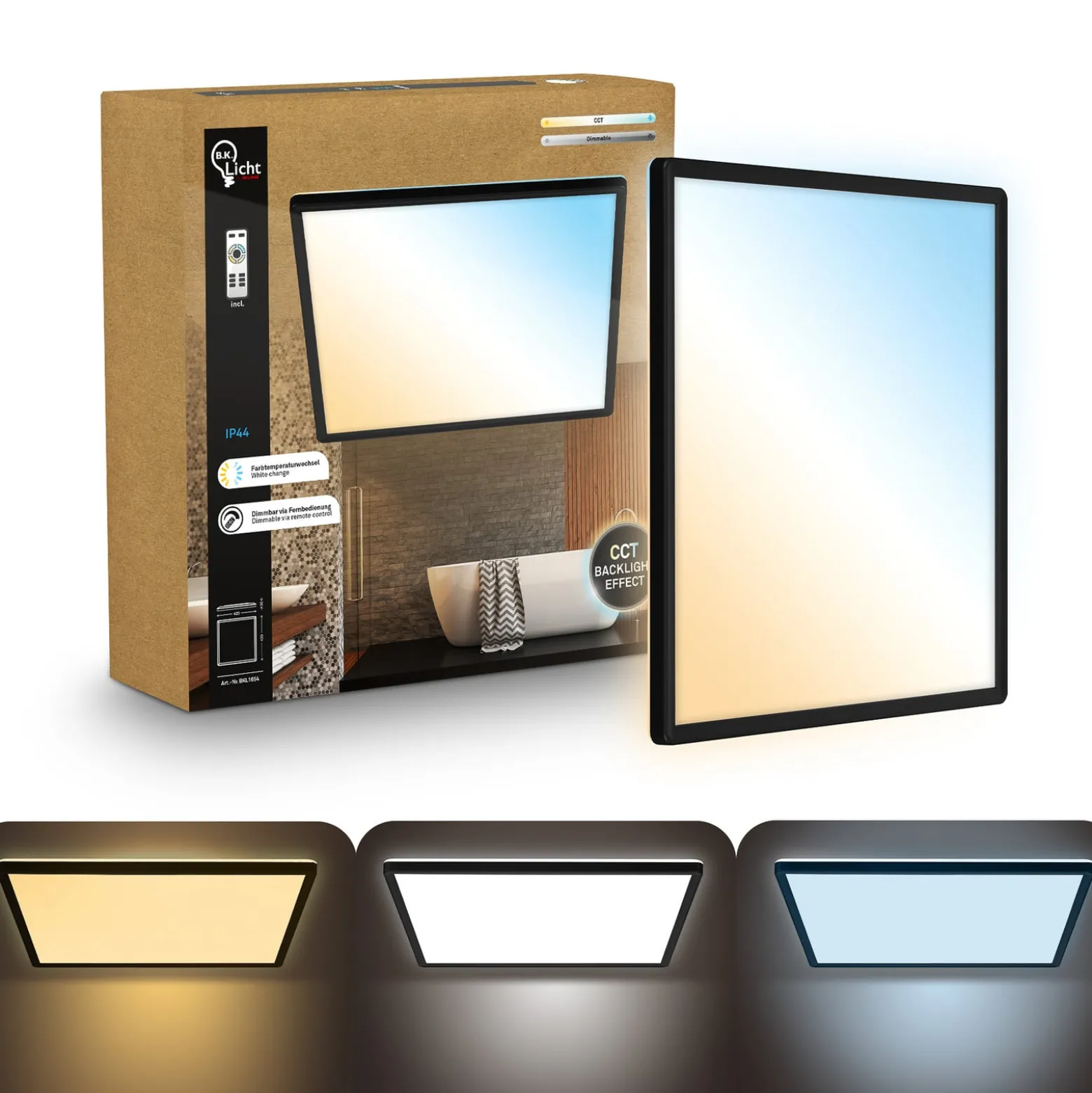 LED-Panel Shallow Remote CCT, 42 x 42 cm, schwarz, Backlight