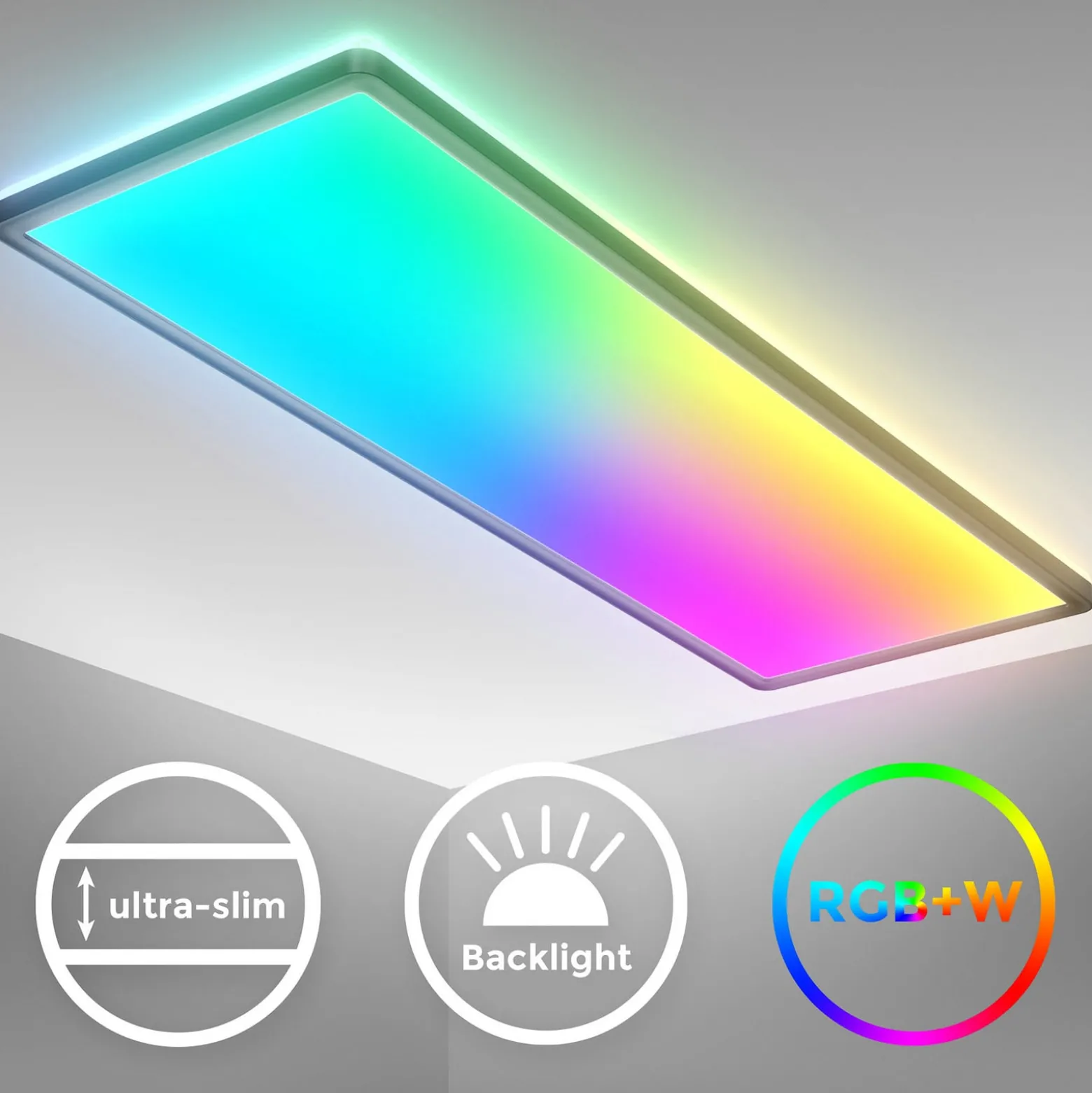 LED-Panel Slim Remote RGBW, 58 x 20 cm, schwarz, Backlight