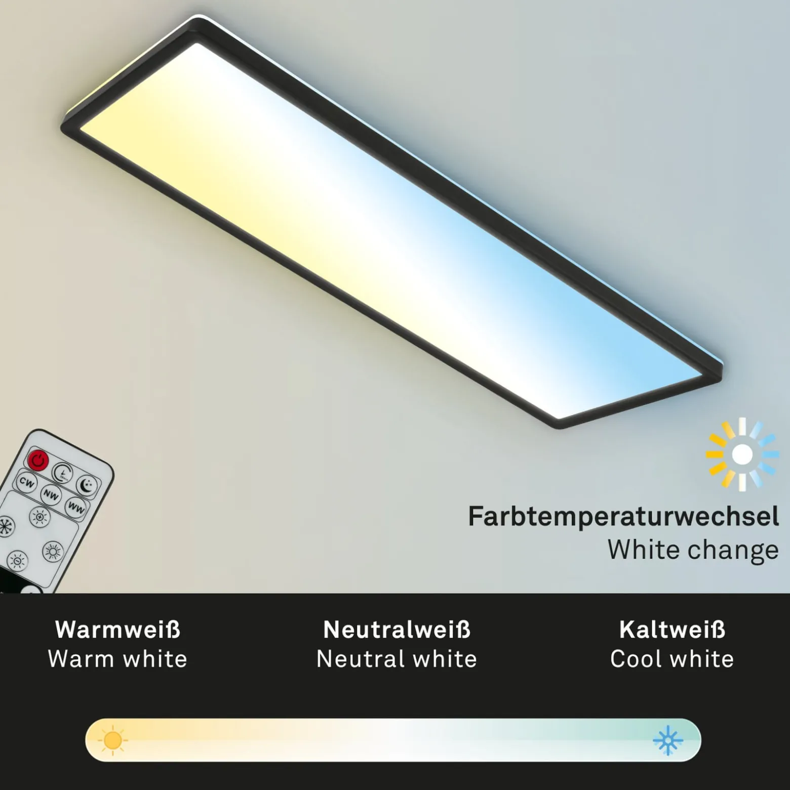 LED-Panel Slim schwarz ultraflach CCT, 59x20cm