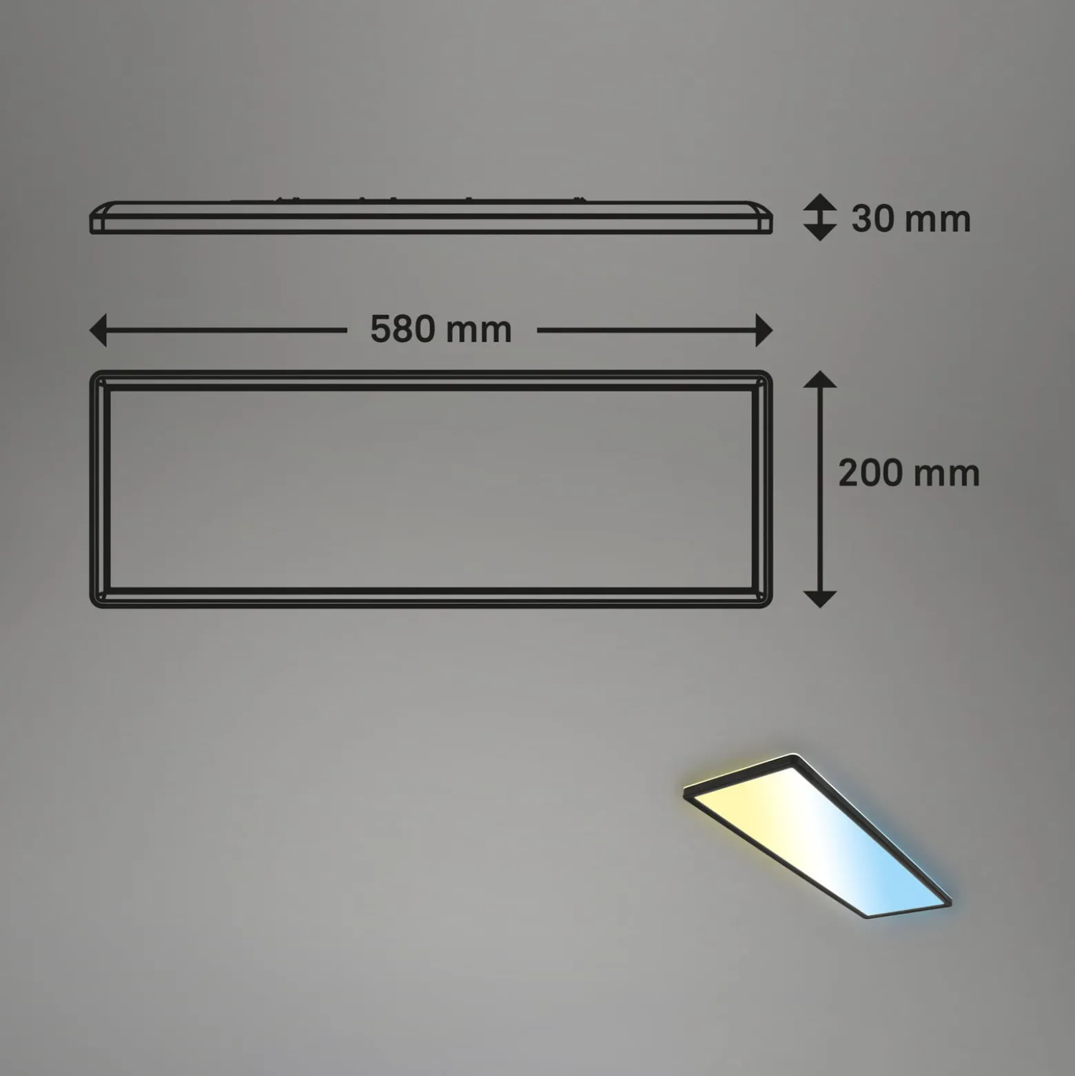 LED-Panel Slim schwarz ultraflach CCT, 59x20cm