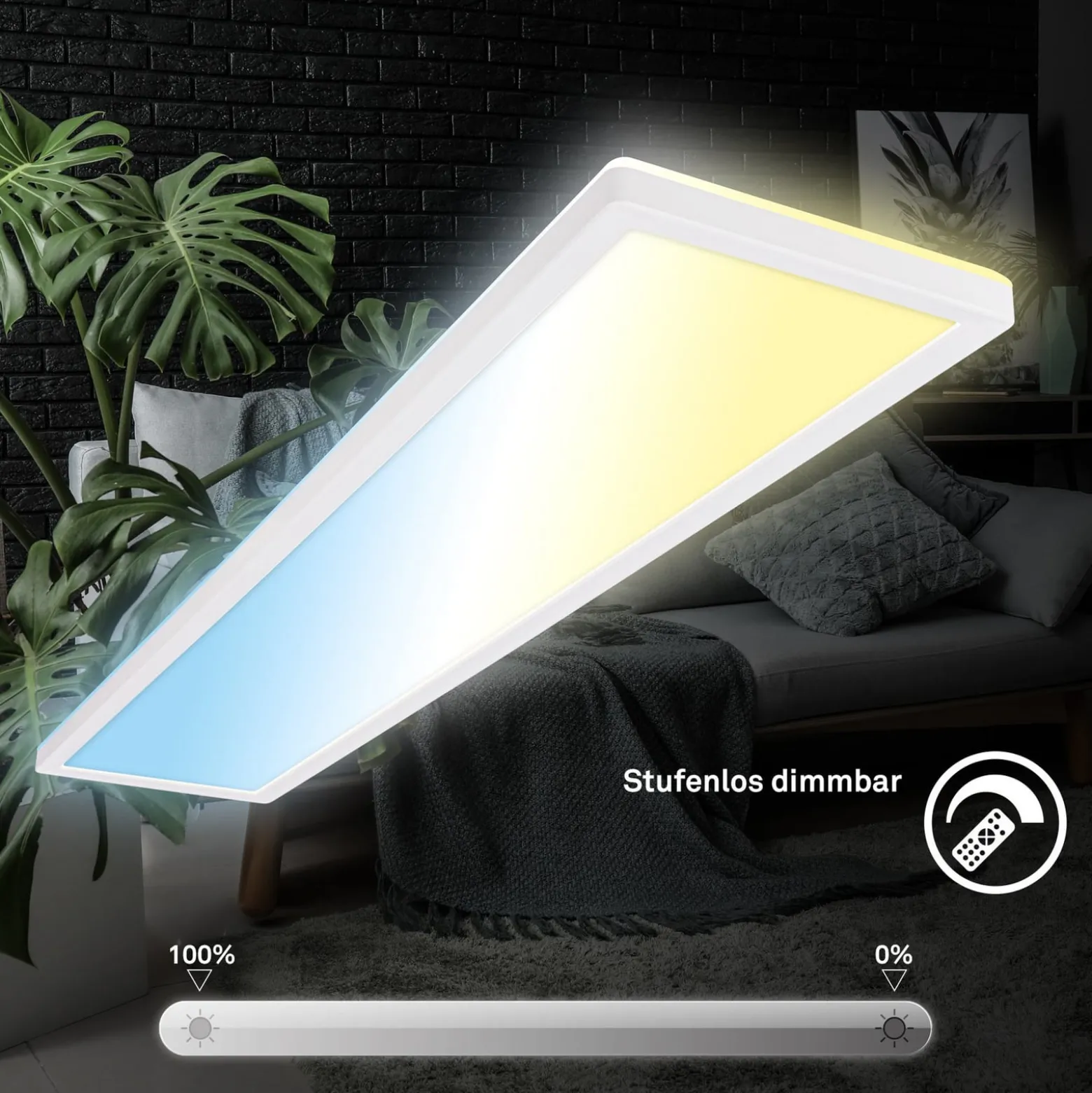 LED-Panel Tava CCT, weiß, 98 x 20 cm, Backlight, Kunststoff