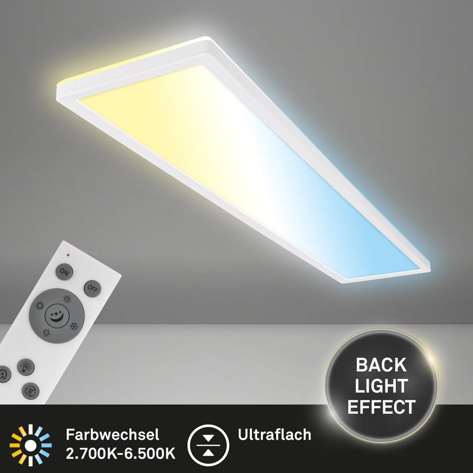 LED-Panel Tava CCT, weiß, 98 x 20 cm, Backlight, Kunststoff
