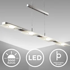 LED-Pendel Dina, 4-fl., nickel, höhenverstellbar, 3.000 K