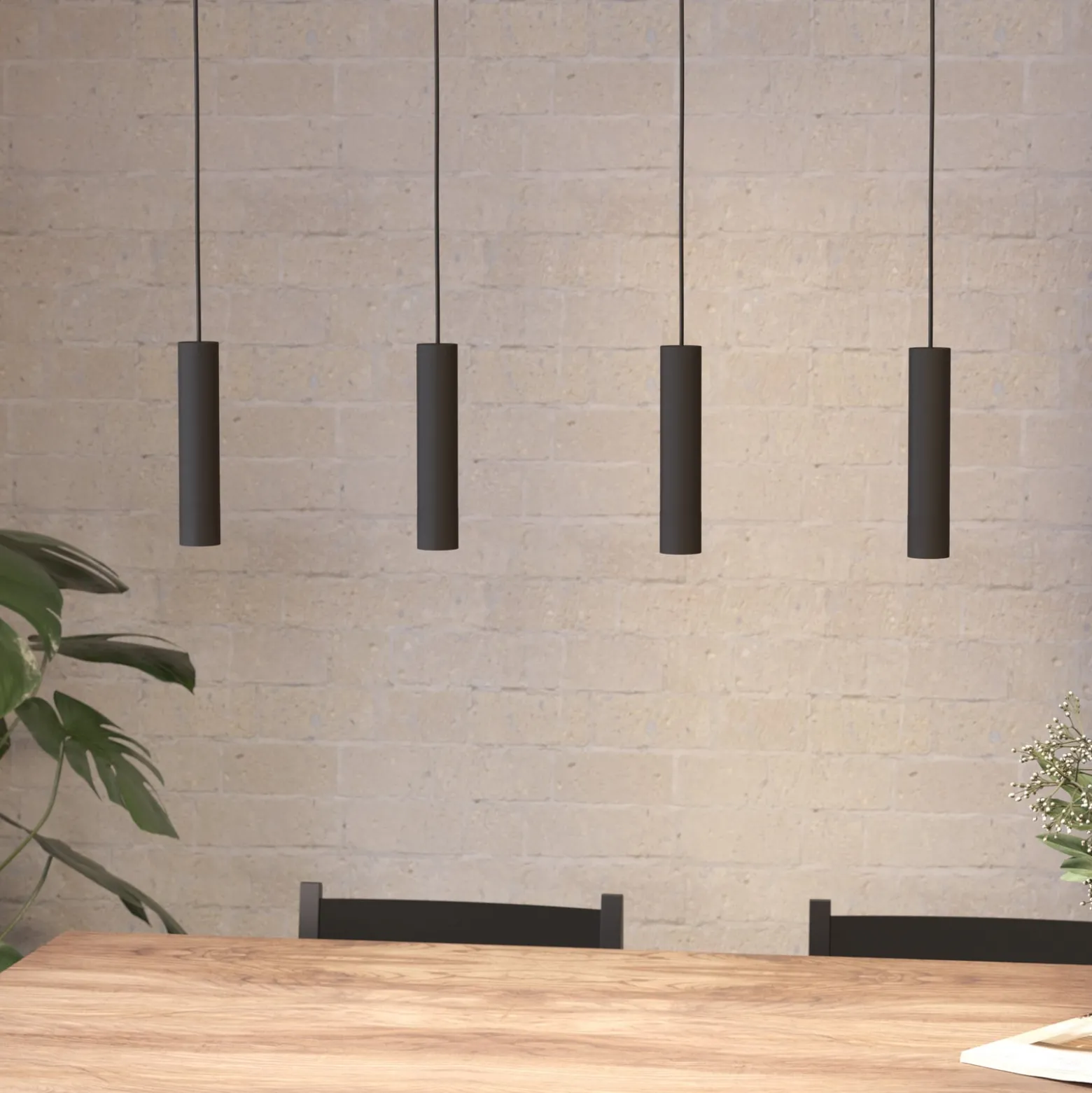 LED-Pendellampe Almudaina, schwarz, Länge 84 cm, 4-flg.,