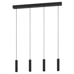 LED-Pendellampe Almudaina, schwarz, Länge 84 cm, 4-flg.,