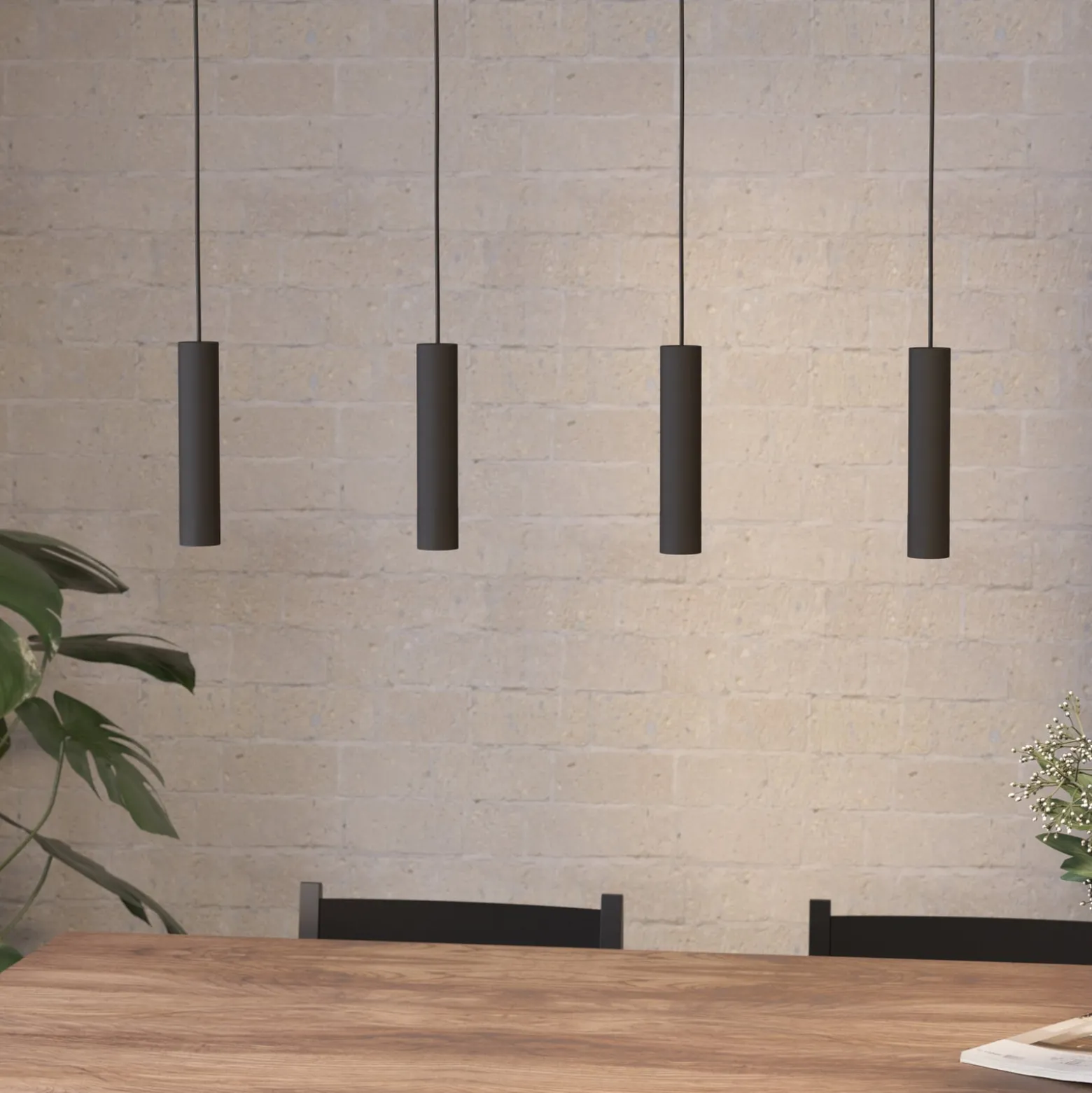 LED-Pendellampe Almudaina, schwarz, Länge 84 cm, 4-flg.,