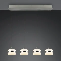 LED-Pendellampe Dios, nickelfarben, Länge 85 cm, CCT, 4-flg.