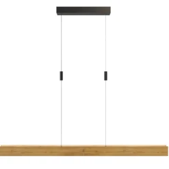 LED-Pendellampe Mexico Länge 114 cm eichefarben Holz, 2-flg.