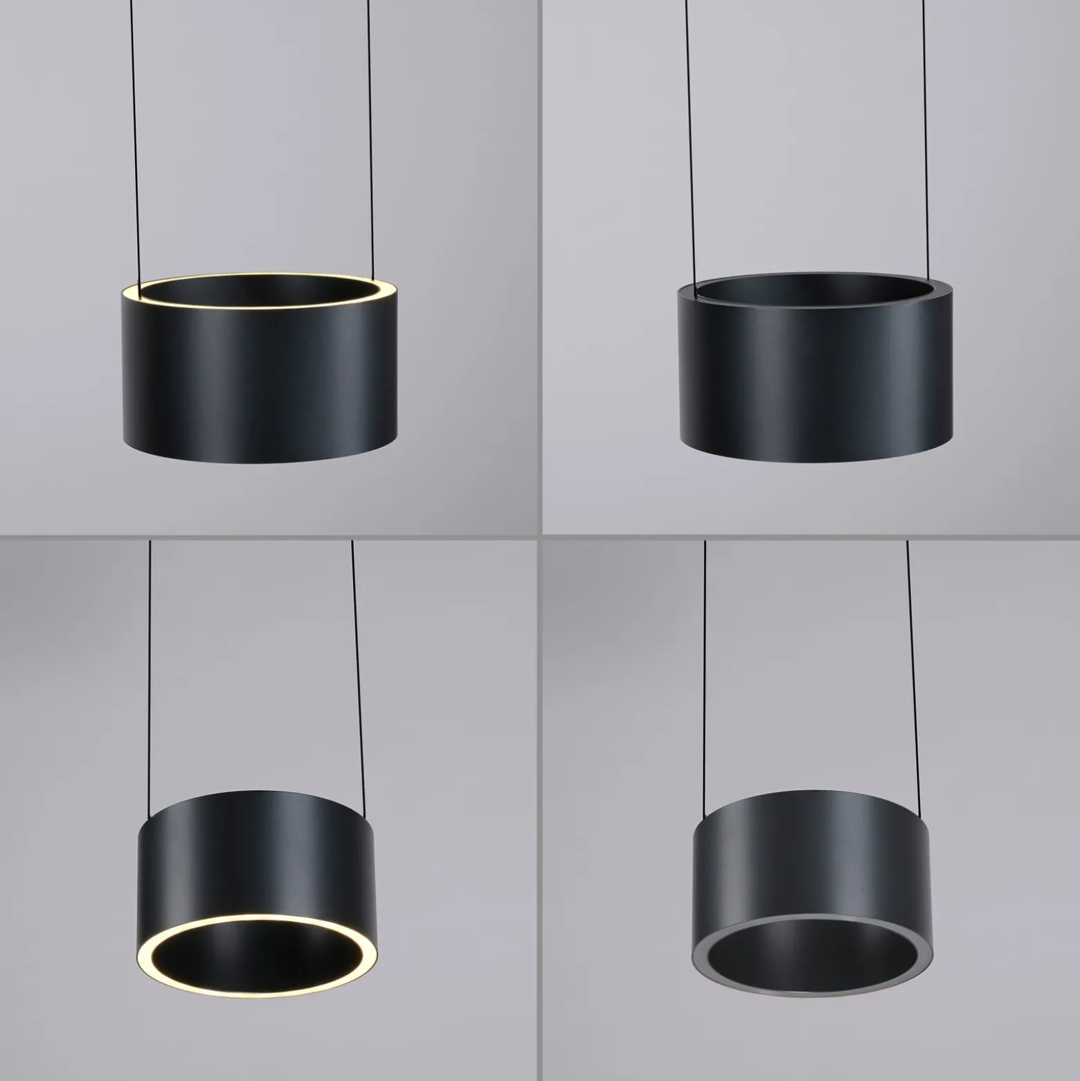 LED-Pendellampe PURE Clipse, grau, Ø 20 cm CCT Dimmer 2-flg
