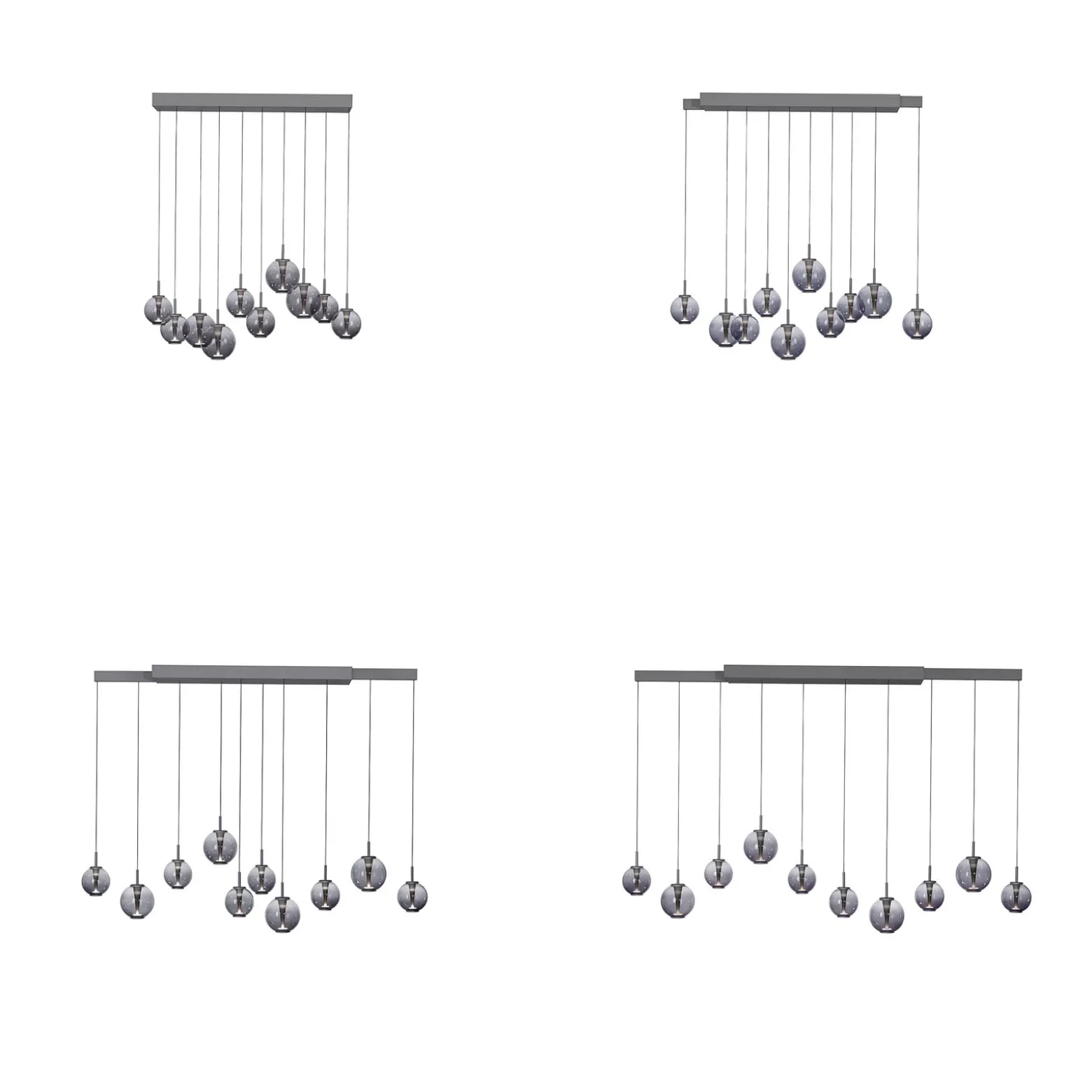 LED-Pendellampe PURE E-Infinity grau/rauchgrau 198 cm,10-flg