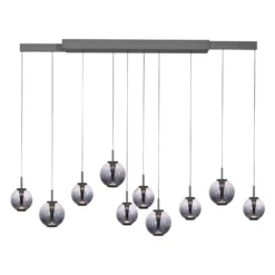 LED-Pendellampe PURE E-Infinity grau/rauchgrau 198 cm,10-flg