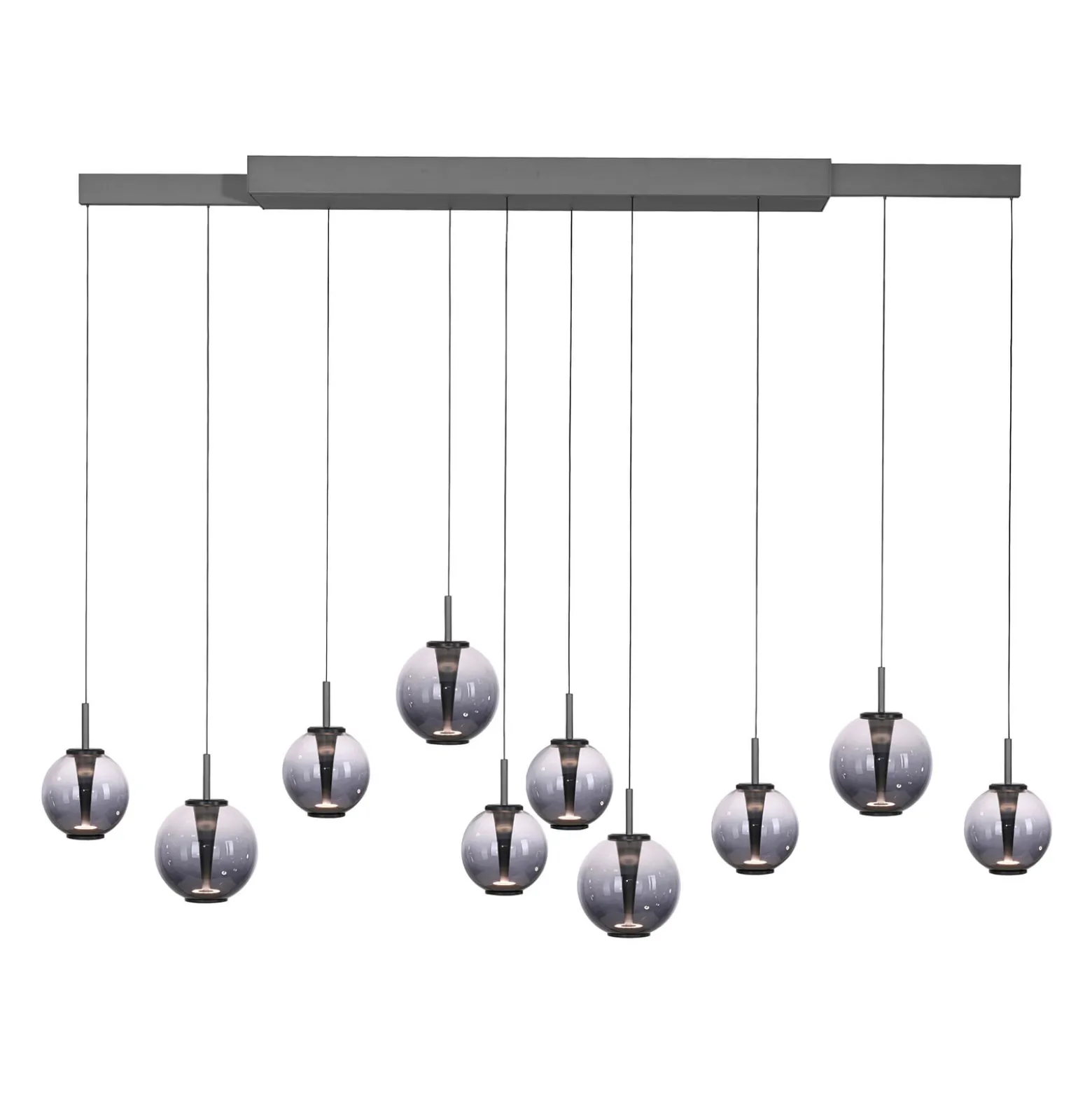 LED-Pendellampe PURE E-Infinity grau/rauchgrau 198 cm,10-flg