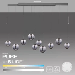 LED-Pendellampe PURE E-Infinity grau/rauchgrau 198 cm,10-flg