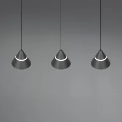 LED-Pendellampe Romeo, Länge 55 cm, schwarz, Metall, 3-flg.
