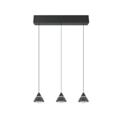 LED-Pendellampe Romeo, Länge 55 cm, schwarz, Metall, 3-flg.