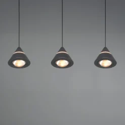 LED-Pendellampe Romeo, Länge 55 cm, schwarz, Metall, 3-flg.