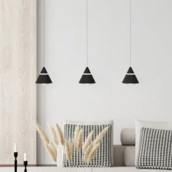 LED-Pendellampe Romeo, Länge 55 cm, schwarz, Metall, 3-flg.