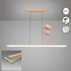 LED-Pendellampe Torvi, sandfarben/weiß, Länge 115 cm, CCT