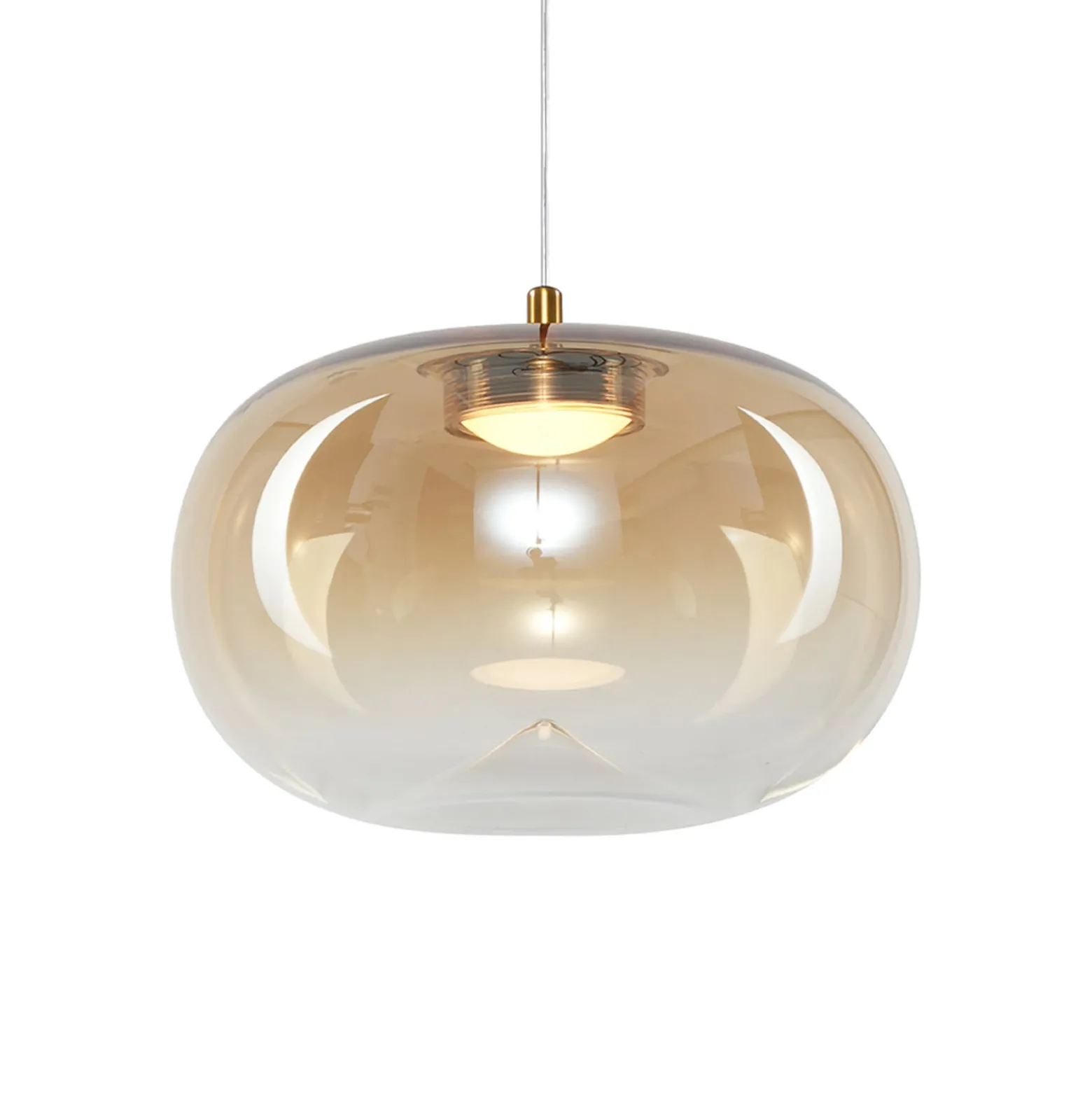 LED-Pendellampe Vaso, amberfarben, Ø 18 cm, Glas