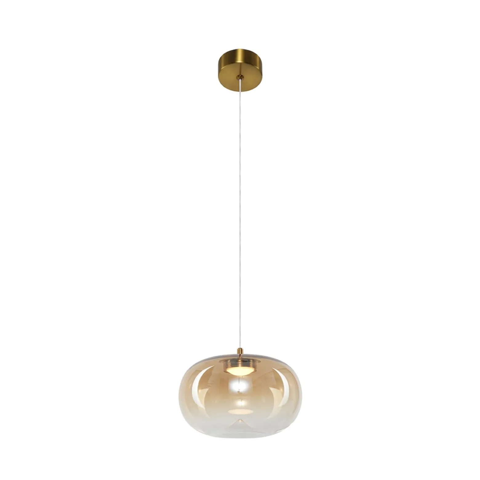 LED-Pendellampe Vaso, amberfarben, Ø 18 cm, Glas