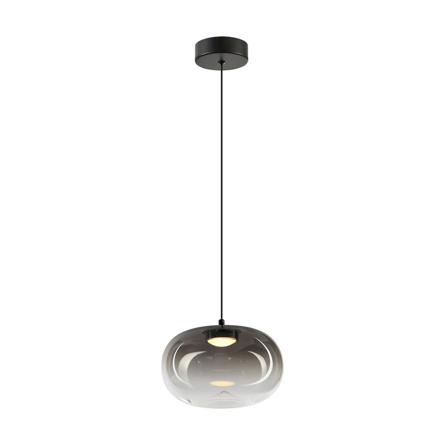 LED-Pendellampe Vaso, rauchgrau, Ø 18 cm, Glas