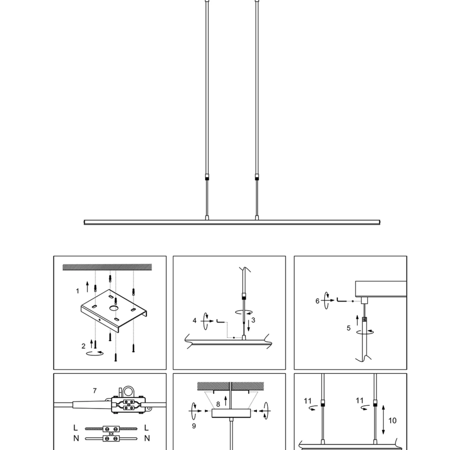 LED-Pendellampe Zelena, stahl, Länge 122 cm, Metall, CCT
