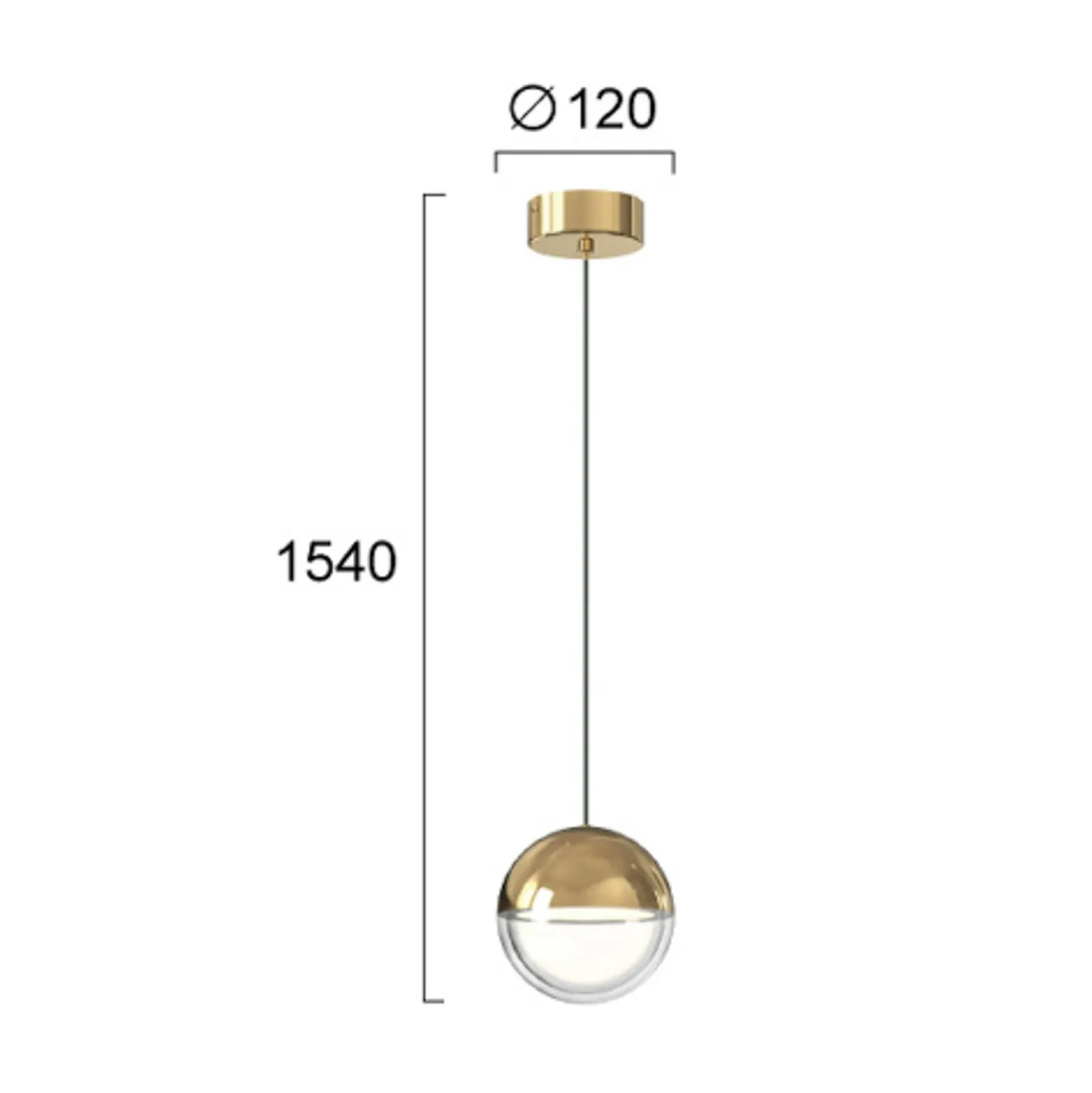 LED-Pendellampe Zirea, goldfarben, Ø 12 cm, Metall