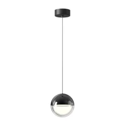 LED-Pendellampe Zirea, schwarz/chromfarben, Ø 12 cm, Metall