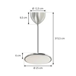 LED-Pendelleuchte Artist, Ø 25 cm, stahlfarben, Edelstahl