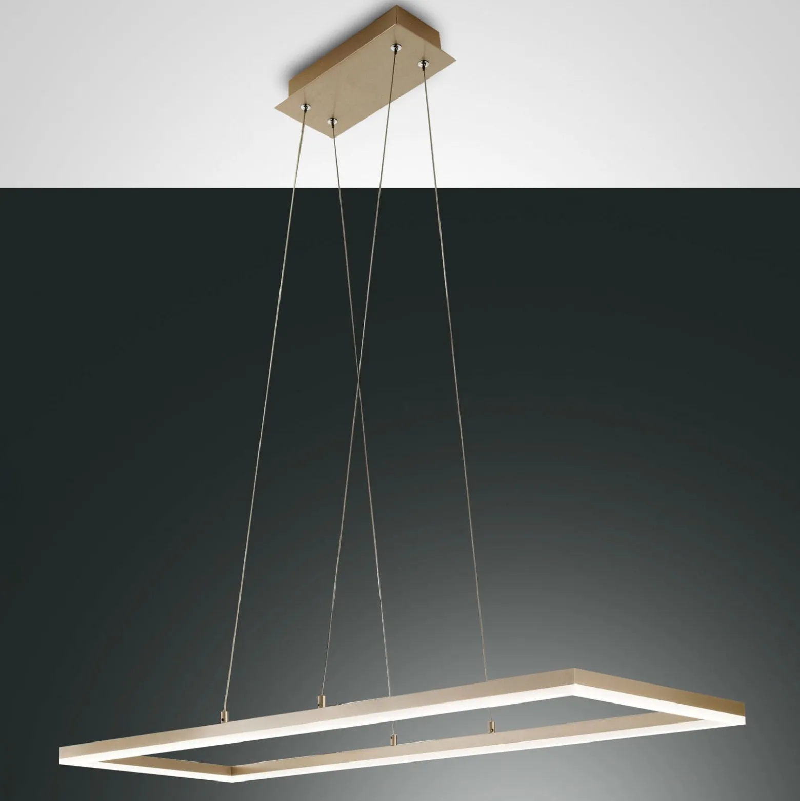 LED-Pendelleuchte Bard, 92x32cm in Mattgold-Finish